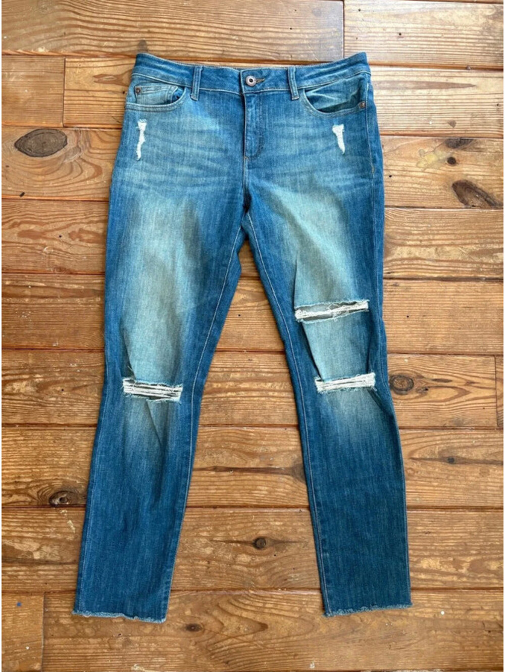 DL1961 Margaux Instasculpt Ankle Skinny Jeans Distressed Raw Hem Women’s 30